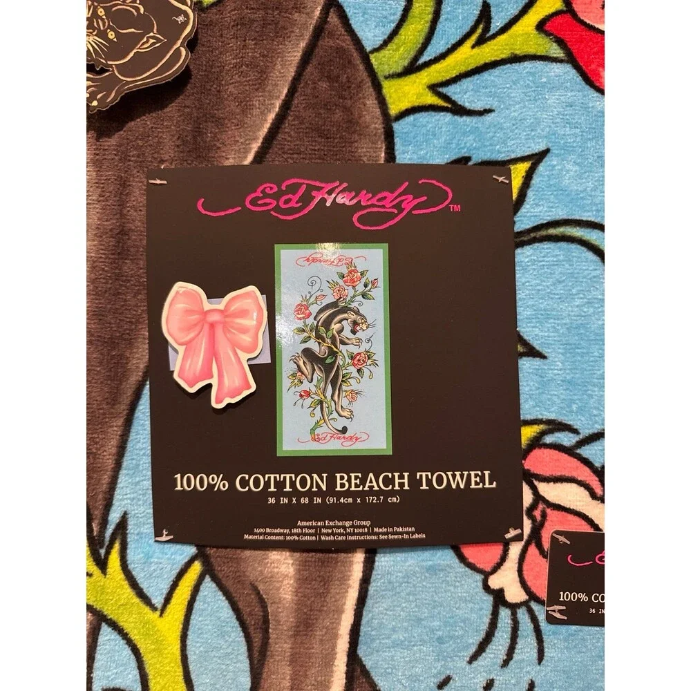 Ed Hardy Beach Towel-Blue Panther